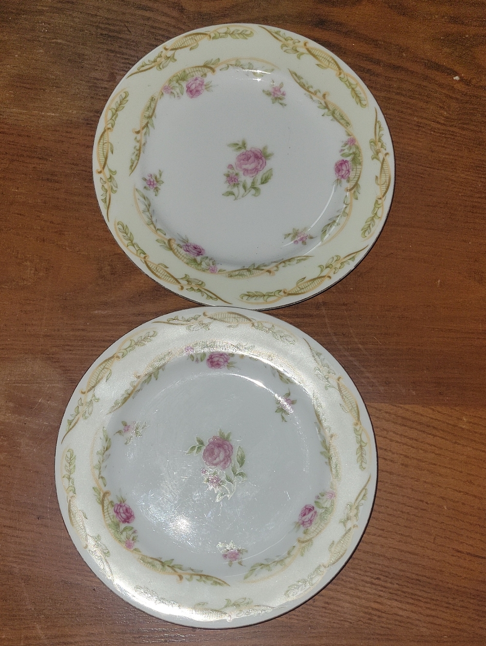 Vintage Orion Fine China Bread Plates - Pink Floral & Gold Rim - Japan